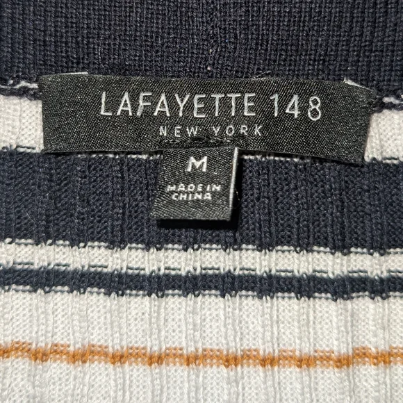 Lafayette 148 Striped Silk Blend Top Size Medium - Picture 5 of 8